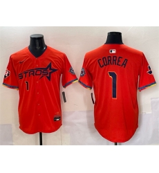 Men Houston Astros 1 Carlos Correa Orange 2025 City Connect With Texas Patch Limited Stitched Baseball Jersey Men Houston Astros 1 Carlos Correa Orange 2025 City Connect With Texas Patch Limited Stitched Baseball Jersey