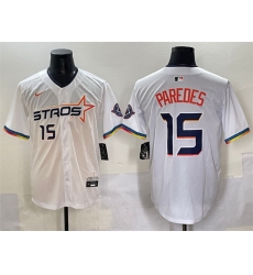 Men Houston Astros 15 Isaac Paredes White 2025 City Connect Limited Stitched Baseball Jersey Men Houston Astros 15 Isaac Paredes White 2025 City Connect Limited Stitched Baseball Jersey