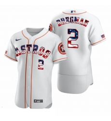 Men Houston Astros 2 Alex Bregman Men Nike White Fluttering USA Flag Limited Edition Flex Base MLB Jersey