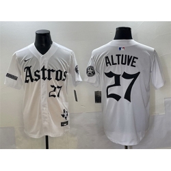 Men Houston Astros 27 Jose Altuve White Gothic  27Houston Born Barrio Raised 27 Limited Stitched Baseball Jersey