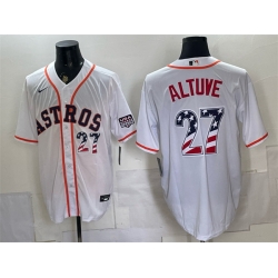 Men Houston Astros  27 Jose Altuve White USA 250 Fourth of July Home Stitched Baseball Jersey