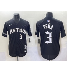 Men Houston Astros 3 Jeremy Pena Black Gothic Houston Born Barrio Raised Limited Stitched Baseball Jersey