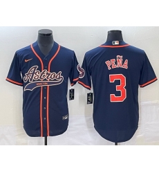 Men Houston Astros 3 Jeremy Pena Navy Cool Base Stitched Baseball Jersey