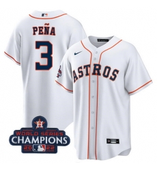 Men Houston Astros 3 Jeremy Pena White 2022 World Series Champions Cool Base Stitched Baseball Jersey