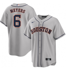 Men Houston Astros 6 Jake Meyers Grey Cool Base Stitched Baseball Jersey