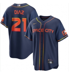 Men Houston Astros Yainer Diaz 21 Navy Blue Flex Base Stitched Limited Jersey
