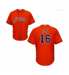 Mens Houston Astros 16 Aledmys Diaz Replica Orange Alternate Cool Base Baseball Jersey 