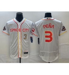 Men's Houston Astros #3 Jeremy Pena Number White 2023 City Connect Flex Base Stitched Jersey1