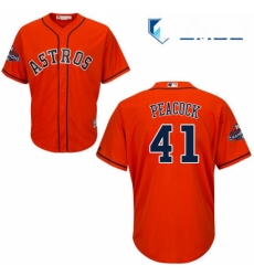 Mens Majestic Houston Astros 41 Brad Peacock Replica Orange Alternate 2017 World Series Champions Cool Base MLB Jersey 