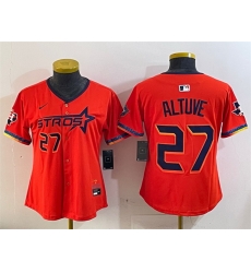 Women Houston Astros 27 Jose Altuve Orange 2025 City Connect With Texas Patch Limited Stitched Baseball Jersey