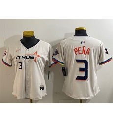Women Houston Astros 3 Jeremy Pena Cream 2025 City Connect With Texas Patch Limited Stitched Baseball Jersey Women Houston Astros 3 Jeremy Pena Cream 2025 City Connect With Texas Patch Limited Stitched Baseball Jersey
