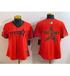 Women Houston Astros Team Big Logo Orange 2025 City Connect With Texas Patch Limited Stitched Baseball Jersey 003 Women Houston Astros Team Big Logo Orange 2025 City Connect With Texas Patch Limited Stitched Baseball Jersey 003