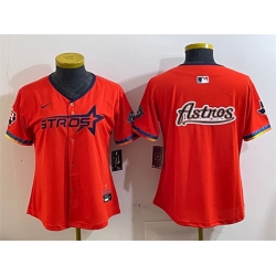 Youth Houston Astros Team Big Logo Orange 2025 City Connect With Texas Patch Limited Stitched Baseball Jersey 002