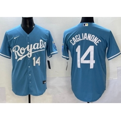 Men Kansas City Royals 14 Jac Caglianone Light Blue Flexl Base Stitched Baseball Jersey