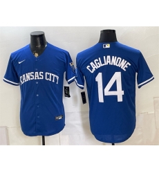 Men Kansas City Royals 14 Jac Caglianone Royal Cool Base Stitched Baseball Jersey Men Kansas City Royals 14 Jac Caglianone Royal Cool Base Stitched Baseball Jersey