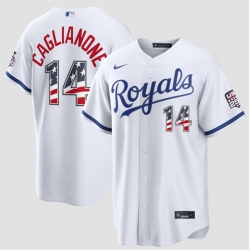 Men Kansas City Royals  14 Jac Caglianone White USA 250 Fourth of July Stitched Baseball Jersey