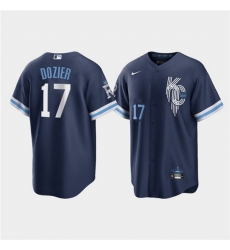 Men Kansas City Royals 17 Hunter Dozier 2022 Navy City Connect Cool Base Stitched Jerse