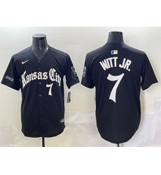 Men Kansas City Royals 7 Bobby Witt Jr  Black  27Gothic Crown Edition 27 Vapor Premier Limited Stitched Baseball Jersey