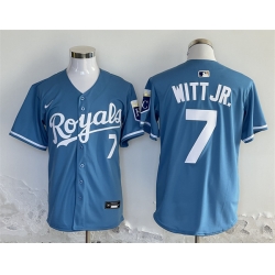 Men Kansas City Royals 7 Bobby Witt Jr  Blue 2024 Limited Stitched Baseball Jersey