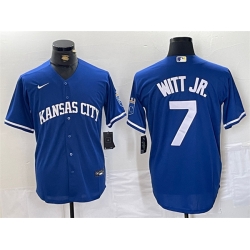 Men Kansas City Royals 7 Bobby Witt Jr  Royal Cool Base Stitched Baseball Jersey