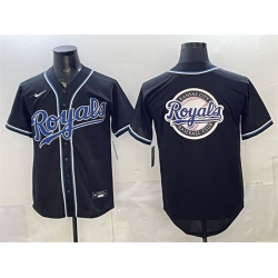 Men Kansas City Royals Team Big Logo 2026 Fashion Replica Black Out Stitched Baseball Jersey
