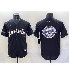 Men Kansas City Royals Team Big Logo Black 27Gothic Crown Edition 27 Vapor Premier Limited Stitched Baseball Jersey Men Kansas City Royals Team Big Logo Black 27Gothic Crown Edition 27 Vapor Premier Limited Stitched Baseball Jersey