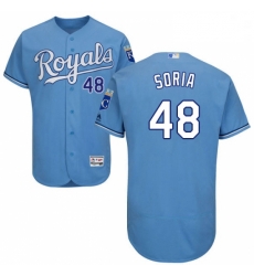 Mens Majestic Kansas City Royals 48 Joakim Soria Light Blue Alternate Flex Base Collection 2018 World Series Jersey