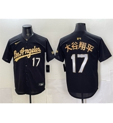 Men Los Angeles Dodgers  17 Shohei Ohtani Black Gold Limited Stitched Baseball Jersey