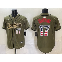 Men Los Angeles Dodgers  17 Shohei Ohtani Olive 2026 Armed Forces Day 250 Fourth of July Stitched Baseball Jersey
