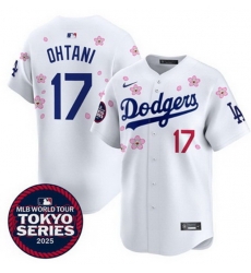 Men Los Angeles Dodgers 17 Shohei Ohtani White 2025 Tokyo Series Limited Stitched Baseball Jersey