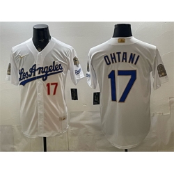 Men Los Angeles Dodgers  17 Shohei Ohtani White 2026 Gold Collection 9x   B2B Champs Patch Stitched Baseball Jersey