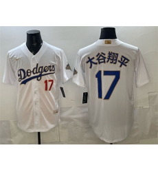 Men Los Angeles Dodgers  17 Shohei Ohtani White 2026 Gold Collection Stadium Stitched Baseball Jerseys 001