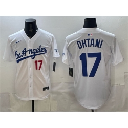 Men Los Angeles Dodgers  17 Shohei Ohtani White Alternate Stadium Stitched Baseball Jersey