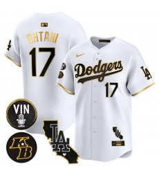 Men Los Angeles Dodgers 17 Shohei Ohtani White Gold 2025 Vin 26 Kobe Patch Vapor Limited V2 Stitched Baseball Jersey Men Los Angeles Dodgers 17 Shohei Ohtani White Gold 2025 Vin 26 Kobe Patch Vapor Limited V2 Stitched Baseball Jersey