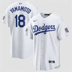 Men Los Angeles Dodgers  18 Yoshinobu Yamamoto White 2026 All Star Game   USA 250 Patch Stitched Baseball Jersey