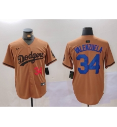 Men Los Angeles Dodgers 34 Fernando Valenzuela Brown Cool Base Stitched Baseball Jersey 6