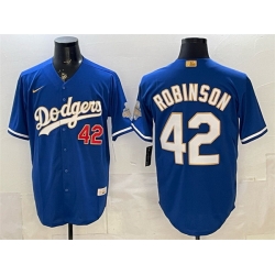 Men Los Angeles Dodgers  42 Jackie Robinson Royal 2026 Alternate Gold Collection Stadium Stitched Baseball Jersey