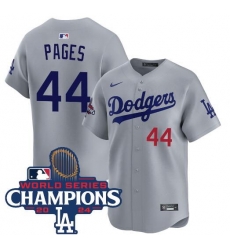 Men Los Angeles Dodgers 44 Andy Pages Grey 2024 World Series Champions Limited Stitched Baseball Jersey Men Los Angeles Dodgers 44 Andy Pages Grey 2024 World Series Champions Limited Stitched Baseball Jersey