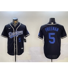 Men Los Angeles Dodgers 5 Freddie Freeman Black 2024 World Series Cool Base Stitched Baseball Jersey 6