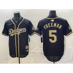 Men Los Angeles Dodgers  5 Freddie Freeman Black Military Appreciation Game Day Stitched Baseball Jersey