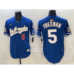 Men Los Angeles Dodgers  5 Freddie Freeman Royal 2026 Gold Collection 9x   B2B Champs Patch Stitched Baseball Jersey