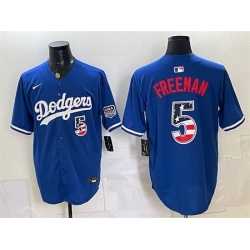 Men Los Angeles Dodgers  5 Freddie Freeman Royal 250 Fourth of July Stitched Baseball Jersey