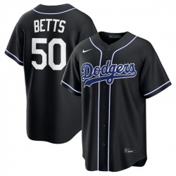 Men Los Angeles Dodgers  50 Mookie Betts 2026 Fashion Replica Black Out Stitched Baseball Jersey