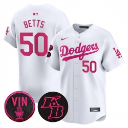 Men Los Angeles Dodgers  50 Mookie Betts White 2026 Mothers Day Vapor Premier Limited Stitched Baseball Jersey