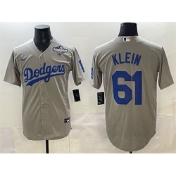 Men Los Angeles Dodgers 61 Will Klein Grey 2025 World Series Patch Cool Base Stitched Baseball Jersey