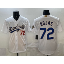 Men Los Angeles Dodgers  72 Miguel Rojas White 2026 Gold Collection Stadium Stitched Baseball Jersey