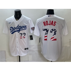 Men Los Angeles Dodgers  72 Miguel Rojas White USA 250 Fourth of July Home Stitched Baseball Jersey