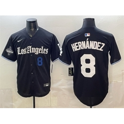 Men Los Angeles Dodgers  8 Enrique Hernandez Black 2025 World Series Champions Patch  Gothic Edition  Vapor Premier Limited Stitched Baseball Jersey