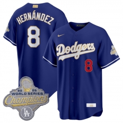Men Los Angeles Dodgers  8 Enrique Hernandez Royal 2026 Alternate Gold Collection Stadium Stitched Baseball Jersey