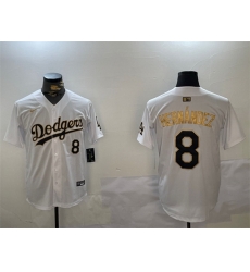 Men Los Angeles Dodgers 8 Enrique Hernandez White Gold Home Limited Stitched Baseball Jersey